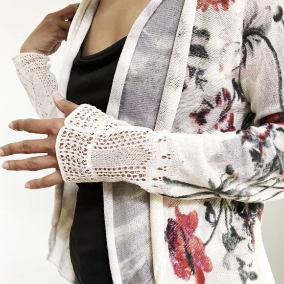 Anthropologie's Knitted & Knotted brand Floral, Brushstrokes Cardigan Sweater - Picture 3 of 10
